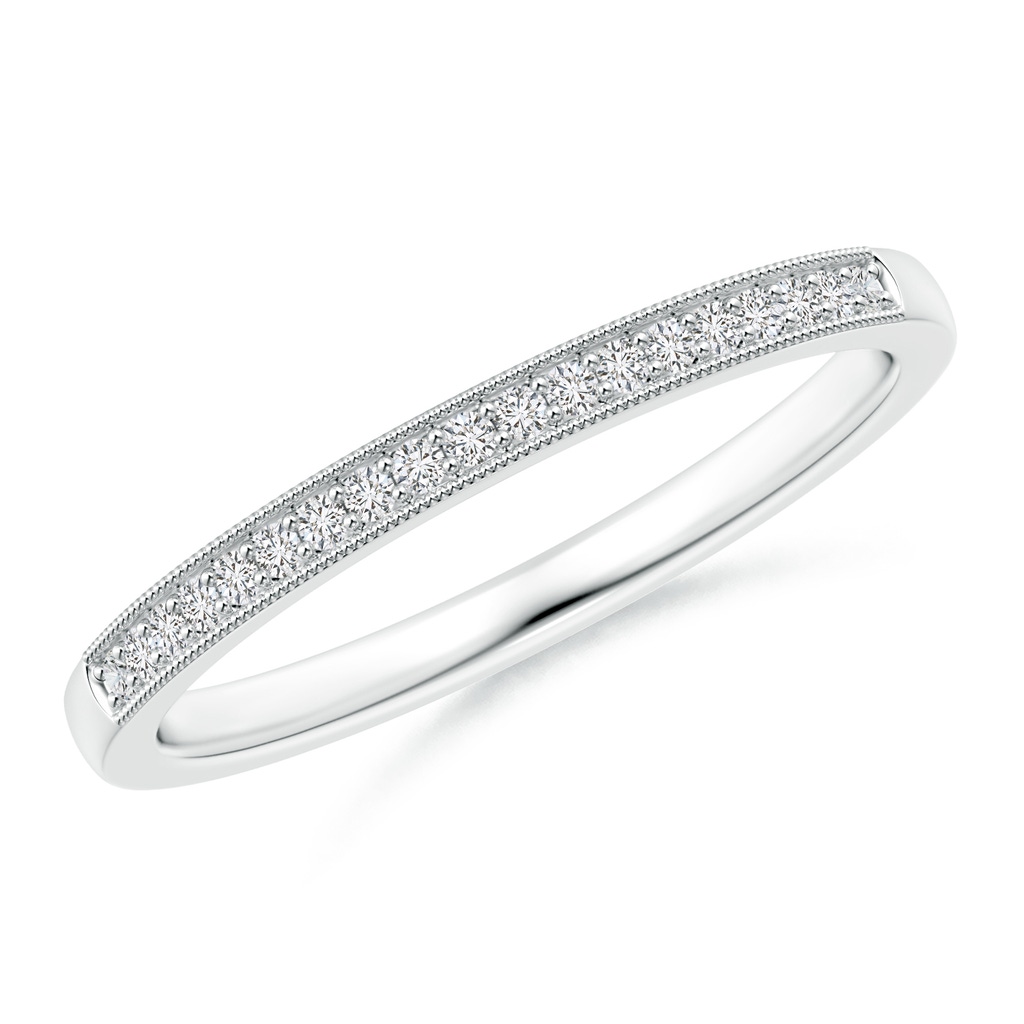 1mm HSI2 Stackable Diamond Wedding Band with Milgrain in White Gold