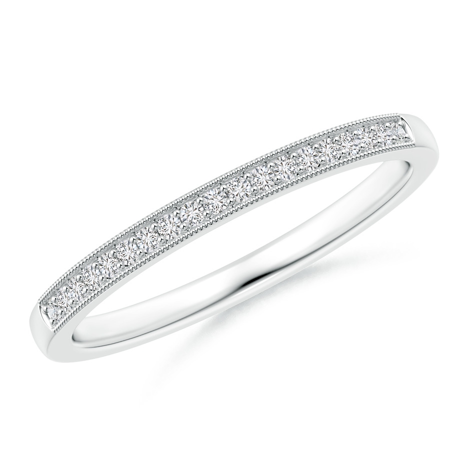 1mm HSI2 Stackable Diamond Wedding Band with Milgrain in White Gold 