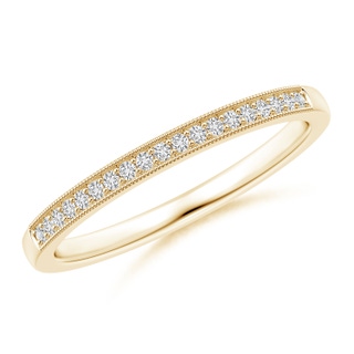 1mm HSI2 Stackable Diamond Wedding Band with Milgrain in Yellow Gold