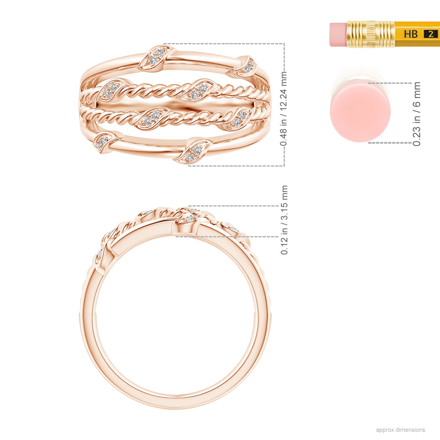 I-J, I1-I2 / 0.06 CT / 14 KT Rose Gold