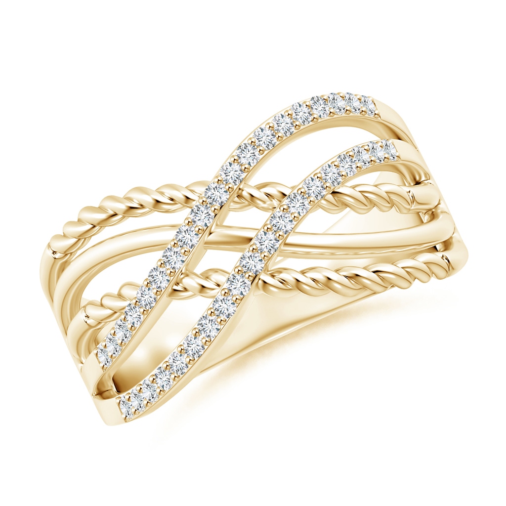 1.15mm GVS2 Prong-Set Diamond Twisted Rope Wrap Ring in Yellow Gold