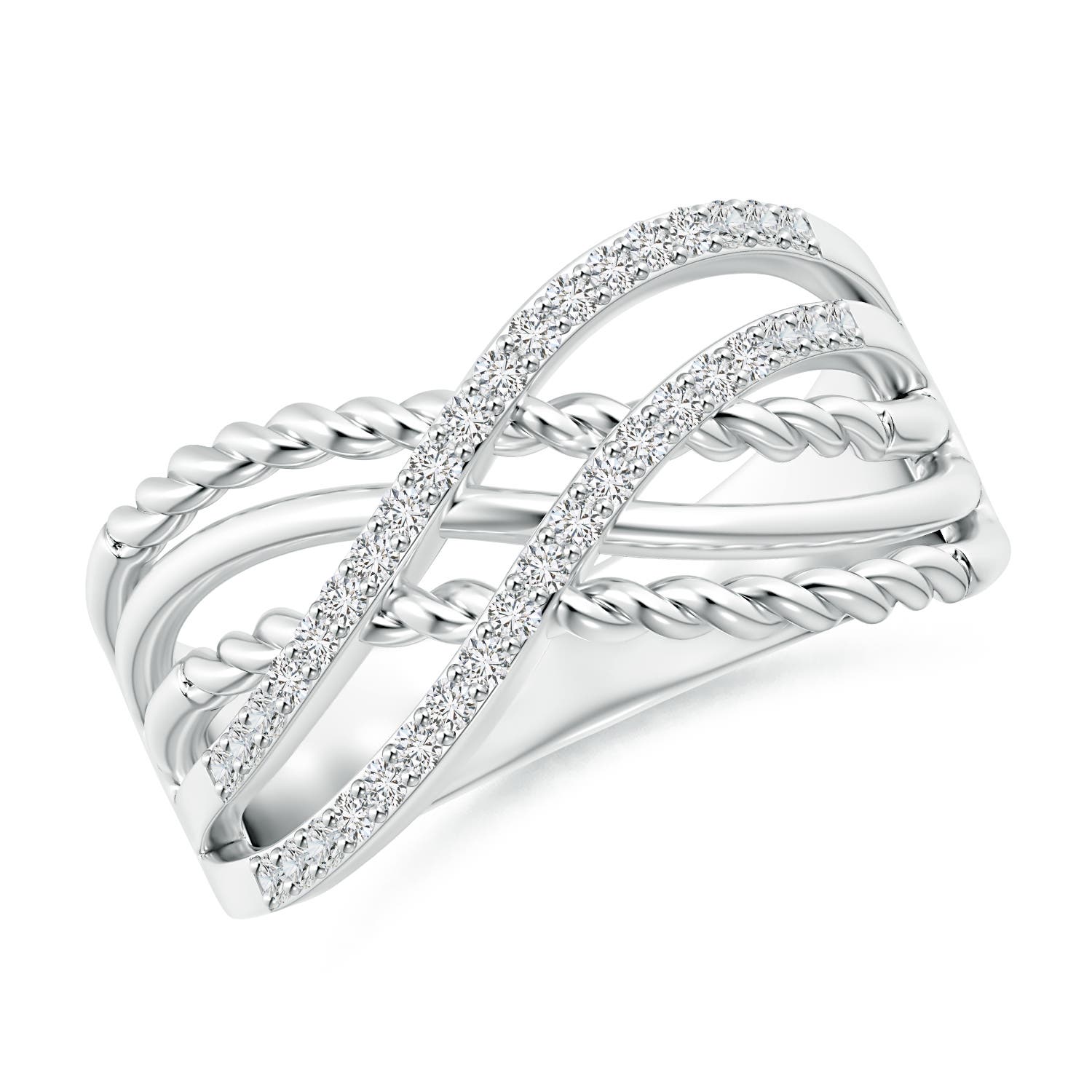 1.15mm HSI2 Prong-Set Diamond Twisted Rope Wrap Ring in P950 Platinum