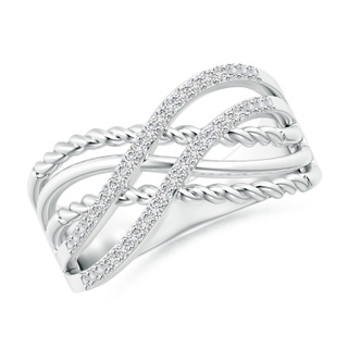 1.15mm HSI2 Prong-Set Diamond Twisted Rope Wrap Ring in White Gold