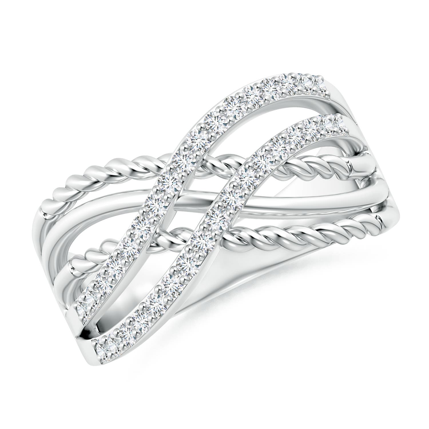 1.3mm GVS2 Prong-Set Diamond Twisted Rope Wrap Ring in P950 Platinum