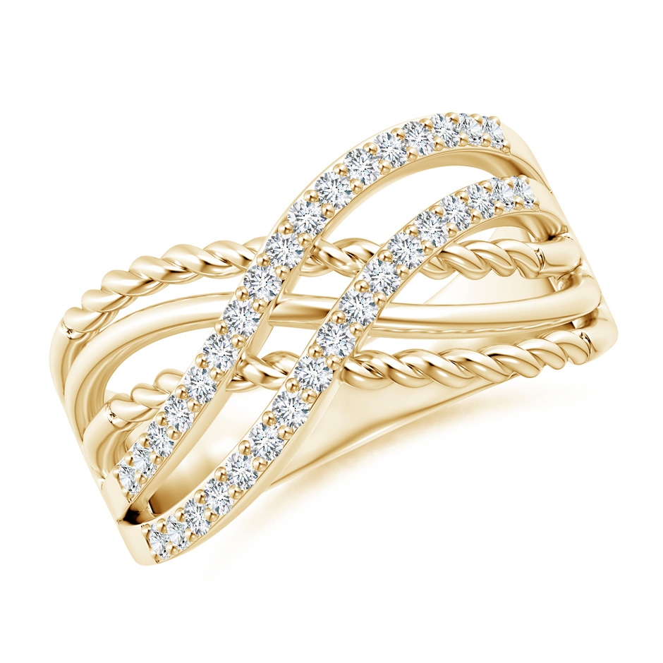 1.3mm GVS2 Prong-Set Diamond Twisted Rope Wrap Ring in Yellow Gold 