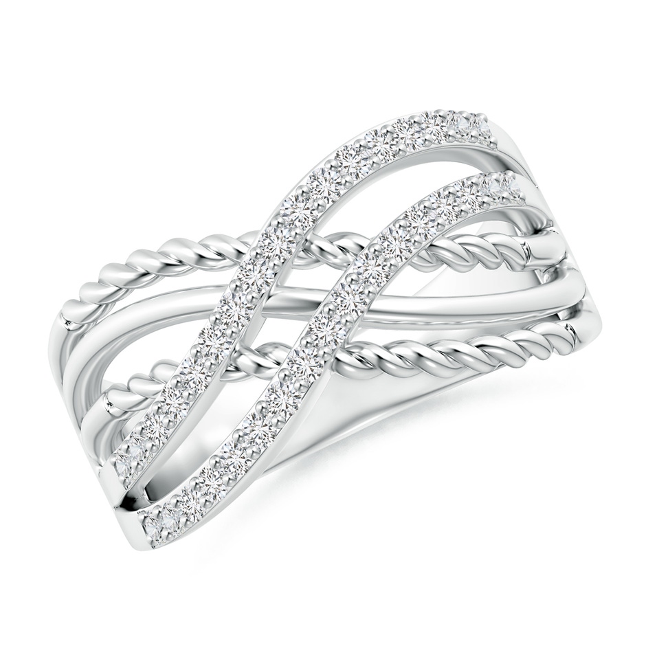 1.3mm HSI2 Prong-Set Diamond Twisted Rope Wrap Ring in White Gold 