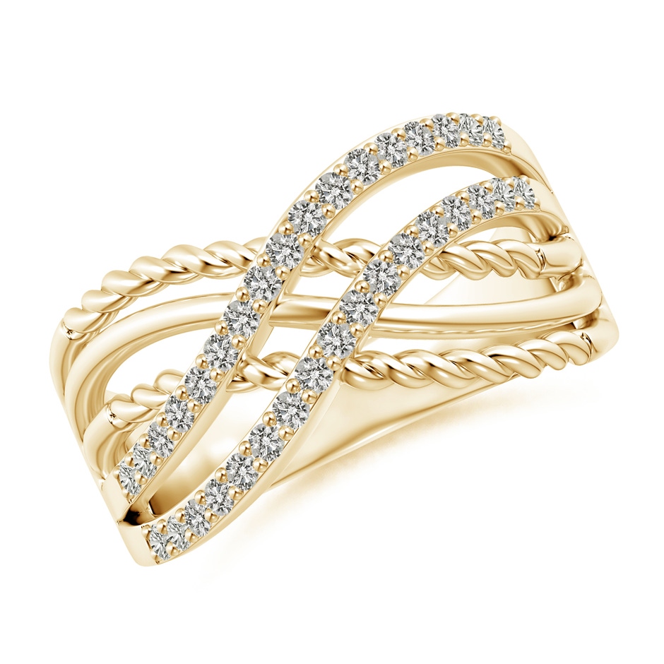 1.3mm KI3 Prong-Set Diamond Twisted Rope Wrap Ring in Yellow Gold 