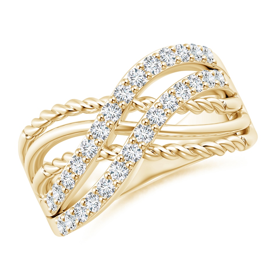1.6mm GVS2 Prong-Set Diamond Twisted Rope Wrap Ring in Yellow Gold 
