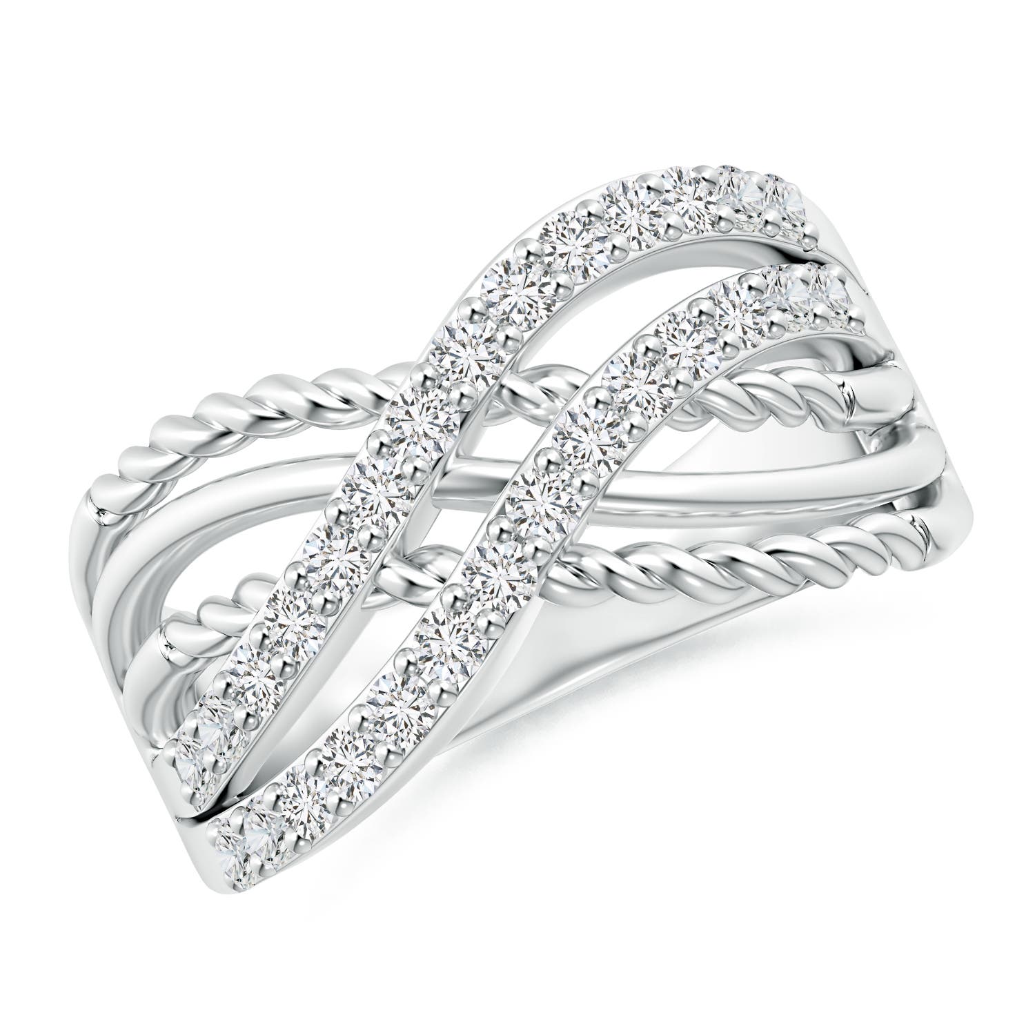 1.6mm HSI2 Prong-Set Diamond Twisted Rope Wrap Ring in P950 Platinum