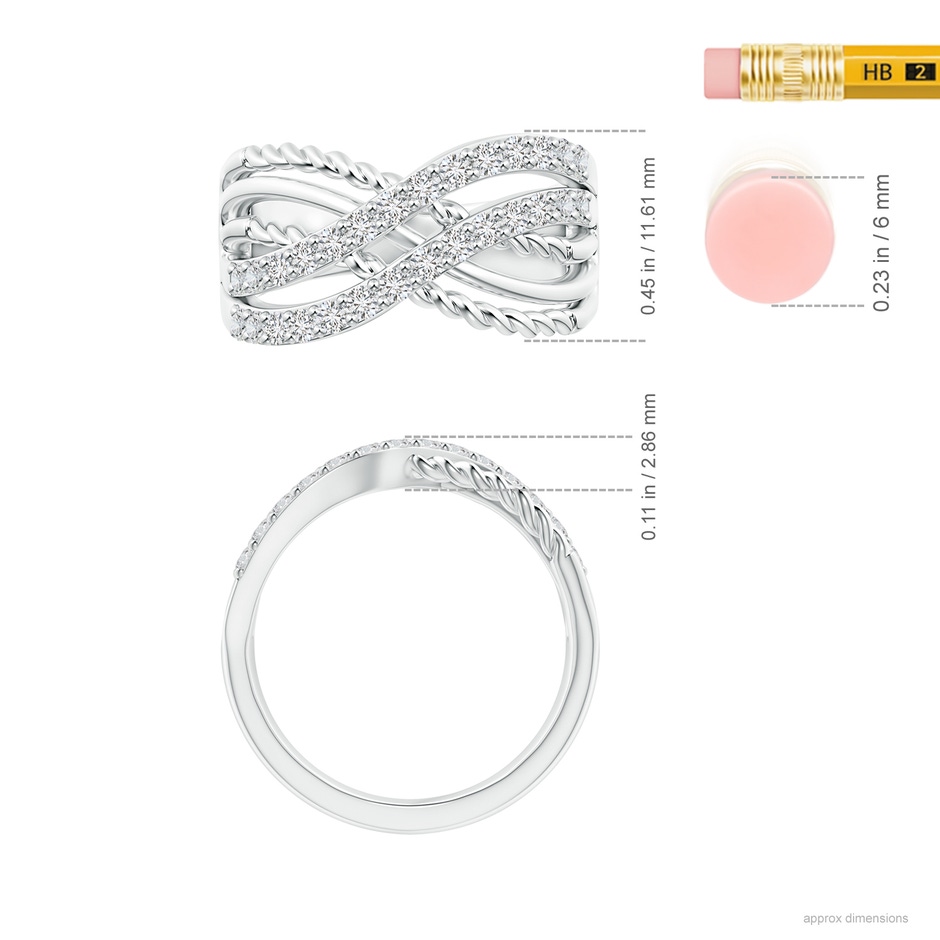 1.6mm HSI2 Prong-Set Diamond Twisted Rope Wrap Ring in White Gold ruler