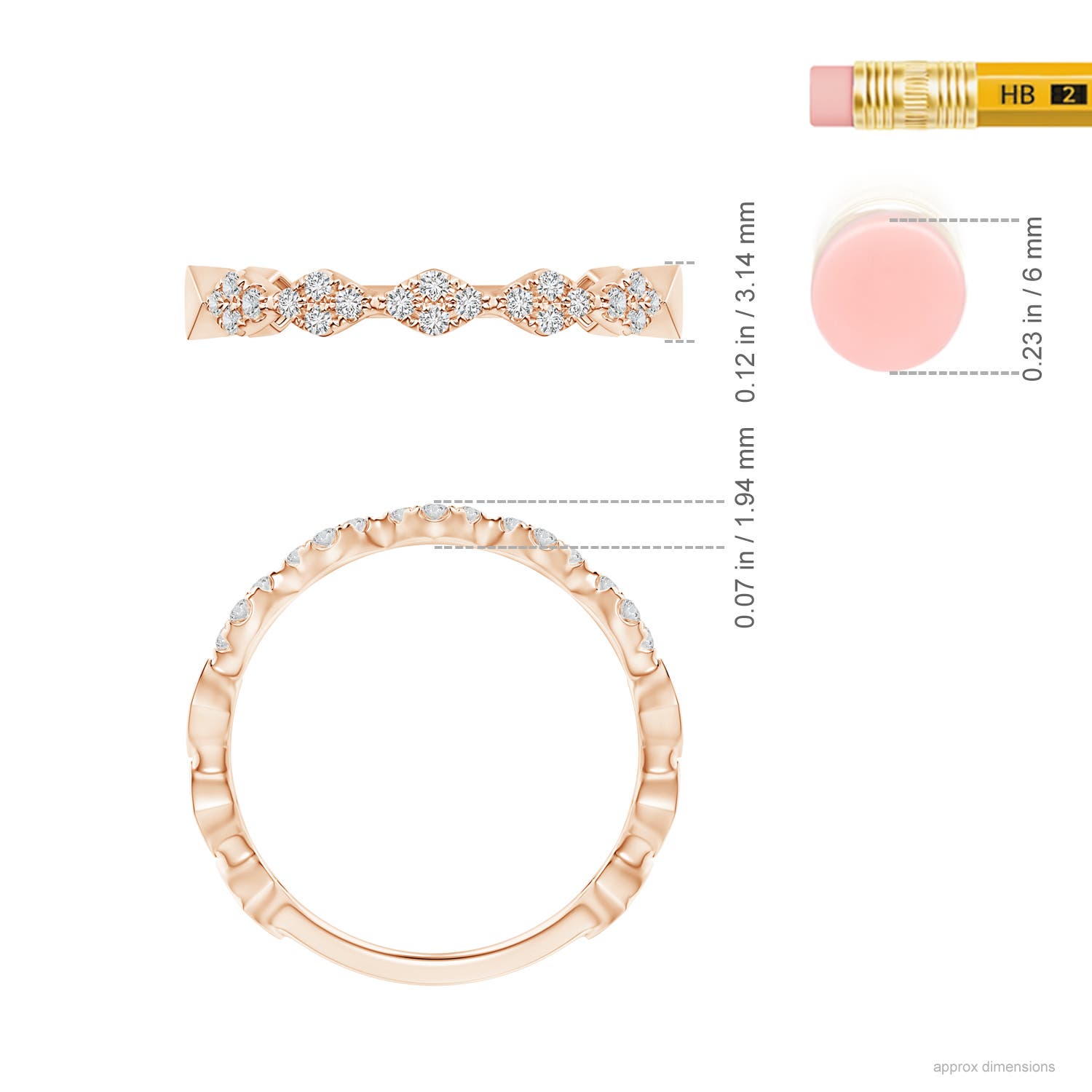 H, SI2 / 0.14 CT / 14 KT Rose Gold