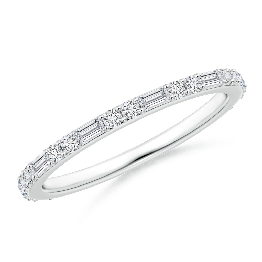 2.5x1.25mm HSI2 Baguette & Round Diamond Half Eternity Stackable Ring in White Gold