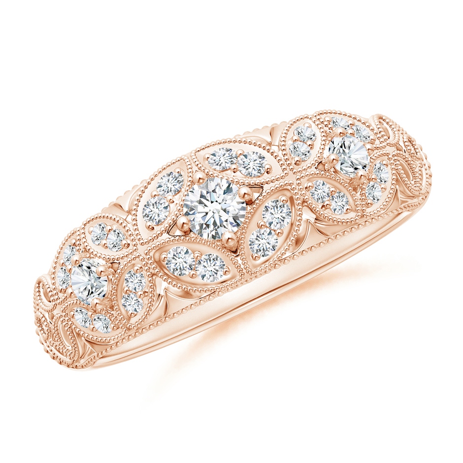 2.9mm GVS2 Vintage Inspired Diamond Floral Anniversary Ring in Rose Gold 