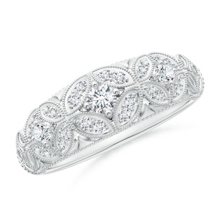 2.9mm GVS2 Vintage Inspired Diamond Floral Anniversary Ring in White Gold