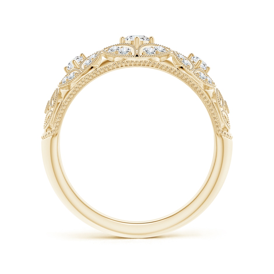 2.9mm GVS2 Vintage Inspired Diamond Floral Anniversary Ring in Yellow Gold side-1
