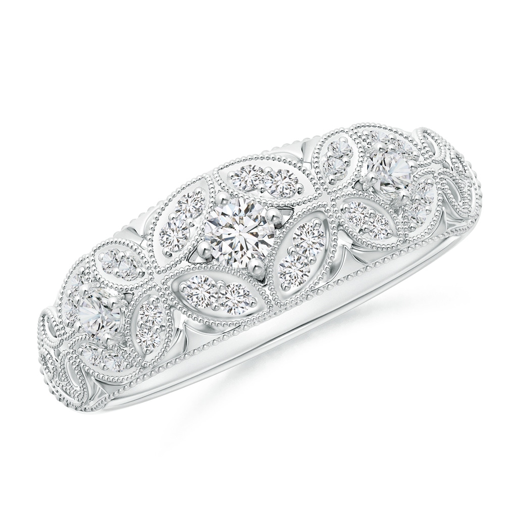 2.9mm HSI2 Vintage Inspired Diamond Floral Anniversary Ring in White Gold