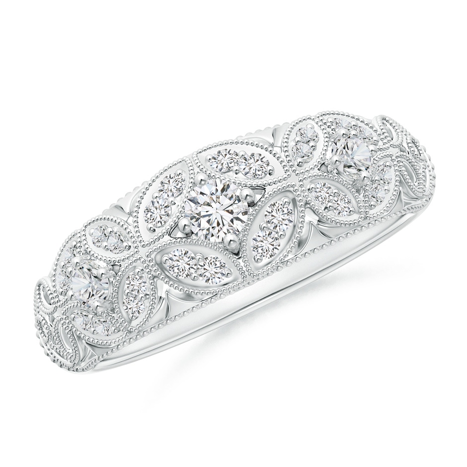 2.9mm HSI2 Vintage Inspired Diamond Floral Anniversary Ring in White Gold 