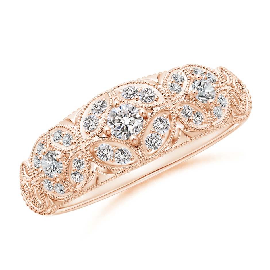 2.9mm IJI1I2 Vintage Inspired Diamond Floral Anniversary Ring in Rose Gold 