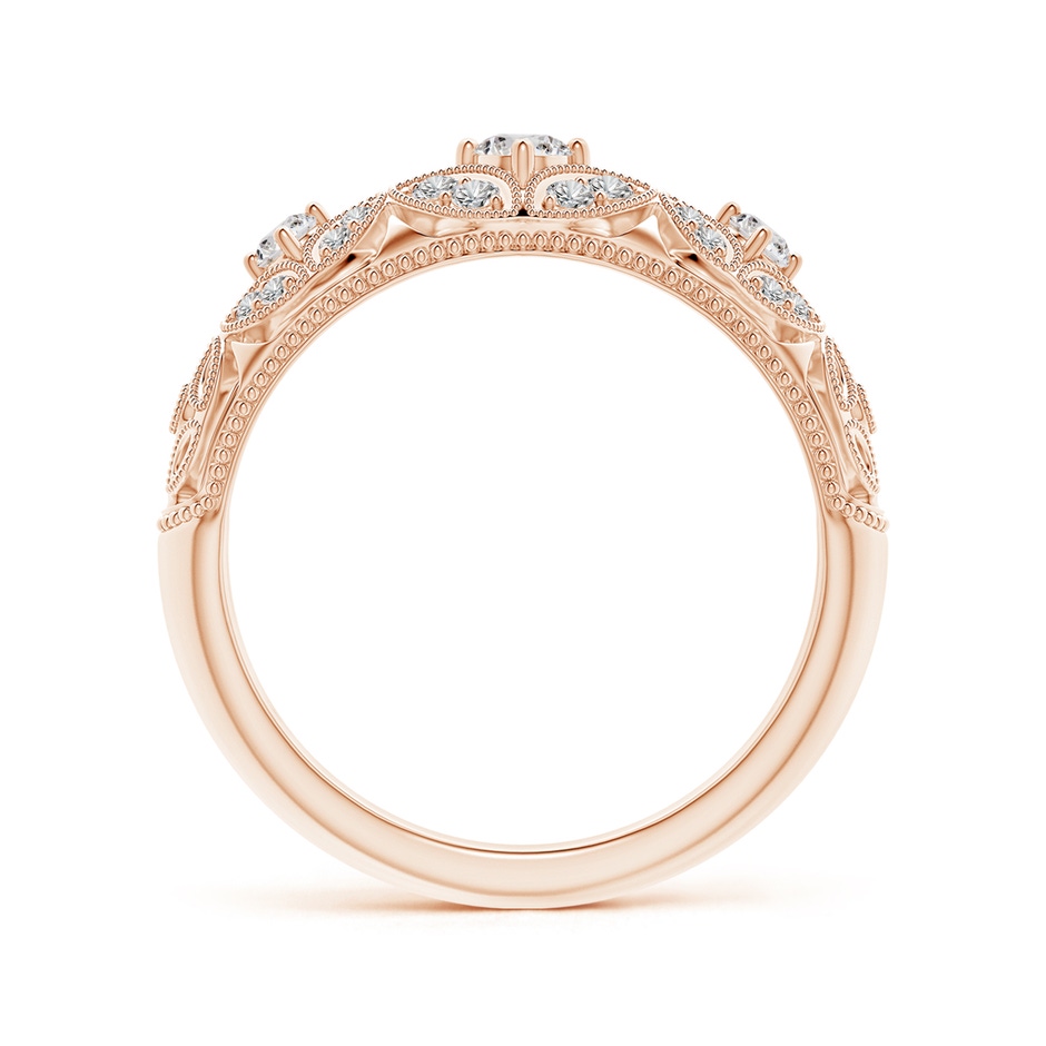 2.9mm IJI1I2 Vintage Inspired Diamond Floral Anniversary Ring in Rose Gold side-1