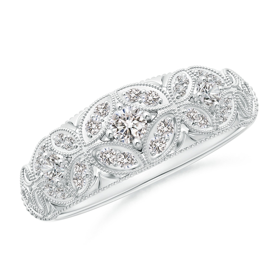 2.9mm IJI1I2 Vintage Inspired Diamond Floral Anniversary Ring in White Gold 