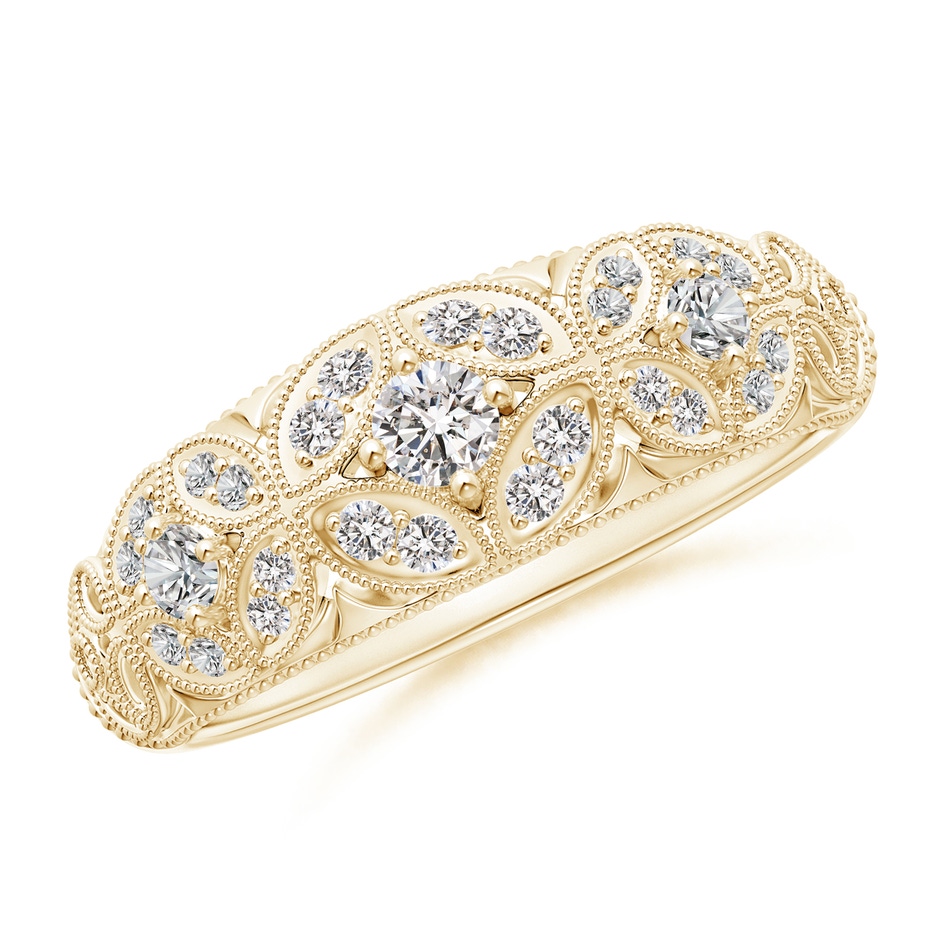 2.9mm IJI1I2 Vintage Inspired Diamond Floral Anniversary Ring in Yellow Gold 