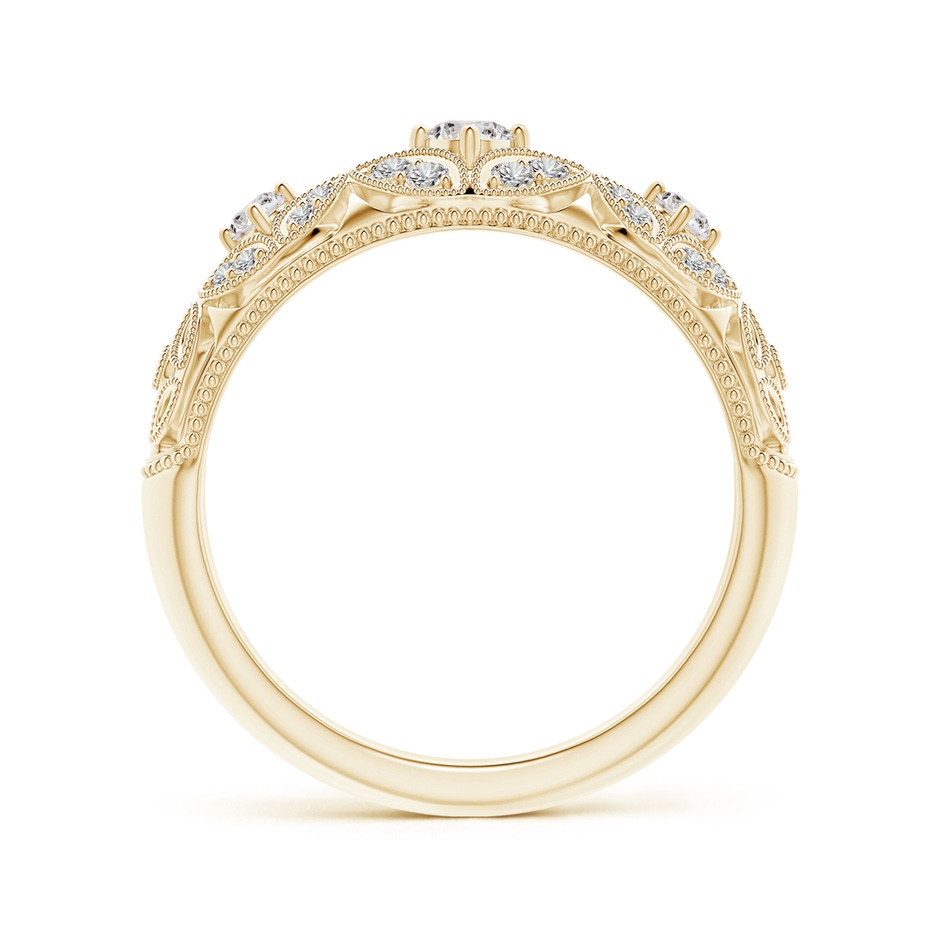 2.9mm IJI1I2 Vintage Inspired Diamond Floral Anniversary Ring in Yellow Gold side-1