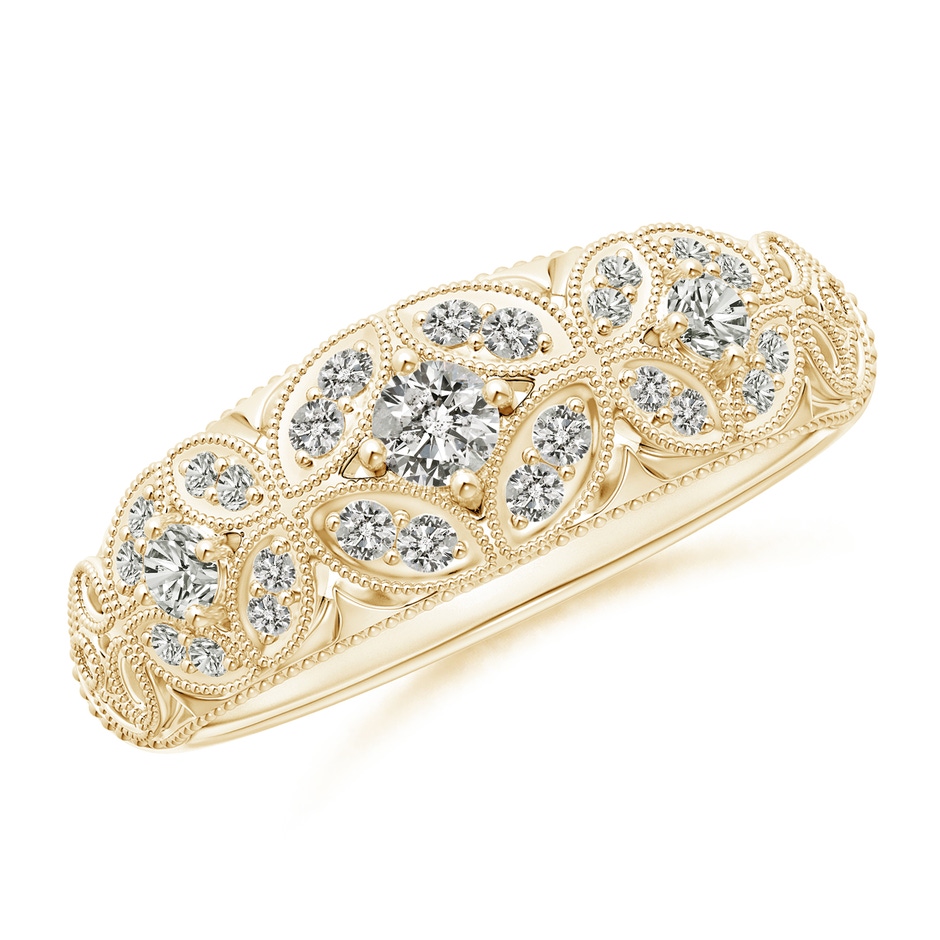 2.9mm KI3 Vintage Inspired Diamond Floral Anniversary Ring in Yellow Gold 