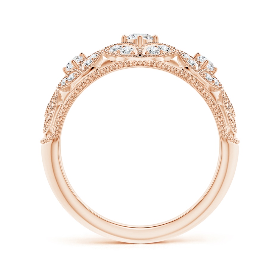 3mm GVS2 Vintage Inspired Diamond Floral Anniversary Ring in Rose Gold side-1