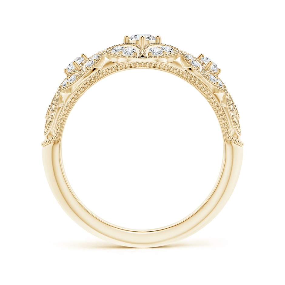 3mm GVS2 Vintage Inspired Diamond Floral Anniversary Ring in Yellow Gold side-1