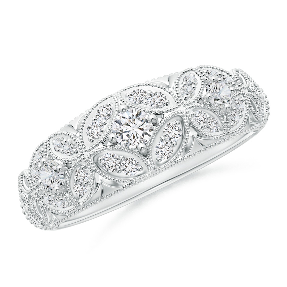 3mm HSI2 Vintage Inspired Diamond Floral Anniversary Ring in White Gold 