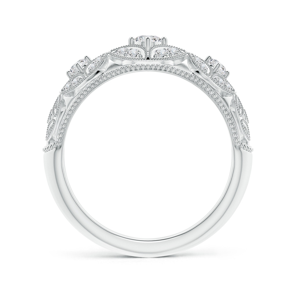 3mm HSI2 Vintage Inspired Diamond Floral Anniversary Ring in White Gold - side_1