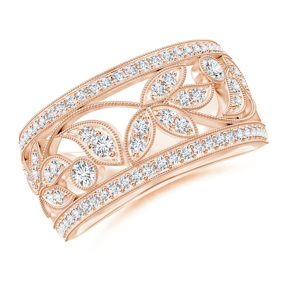 2mm GVS2 Vintage Style Nature Inspired Diamond Anniversary Band in Rose Gold 