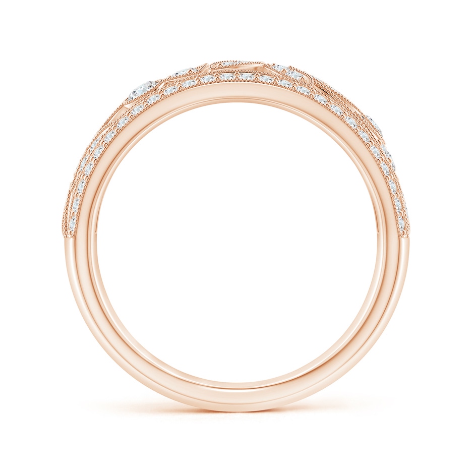 2mm GVS2 Vintage Style Nature Inspired Diamond Anniversary Band in Rose Gold side-1