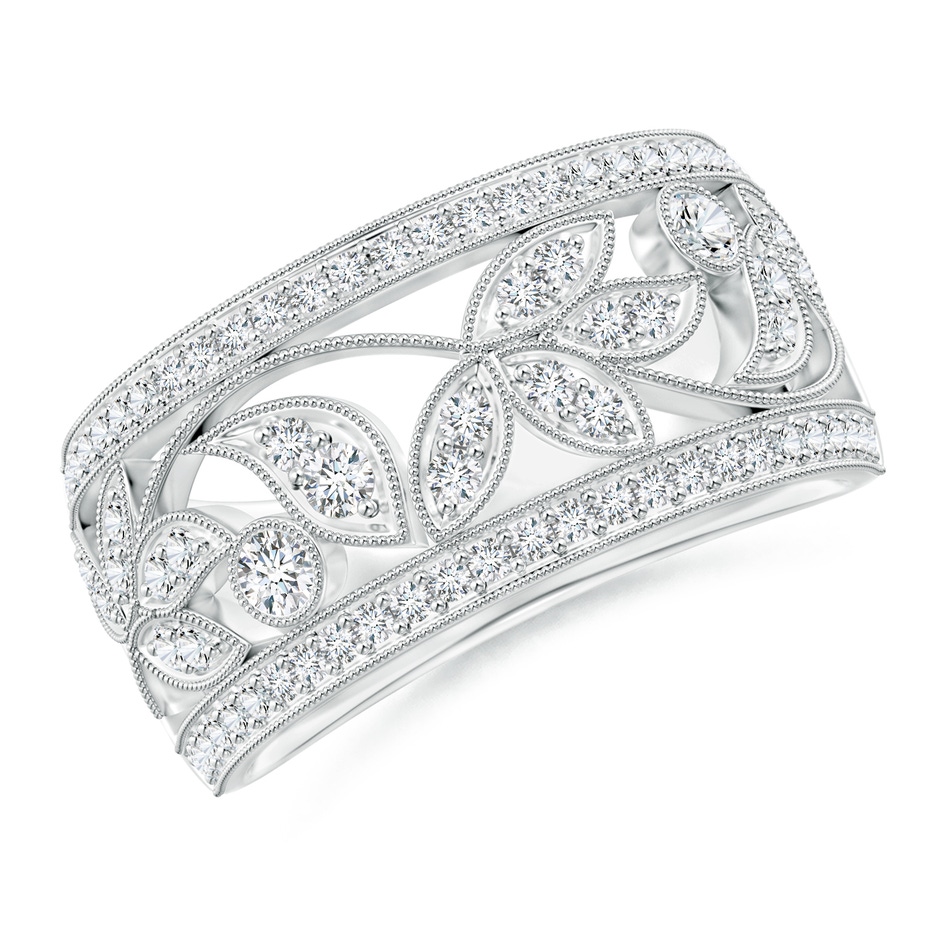 2mm GVS2 Vintage Style Nature Inspired Diamond Anniversary Band in White Gold 