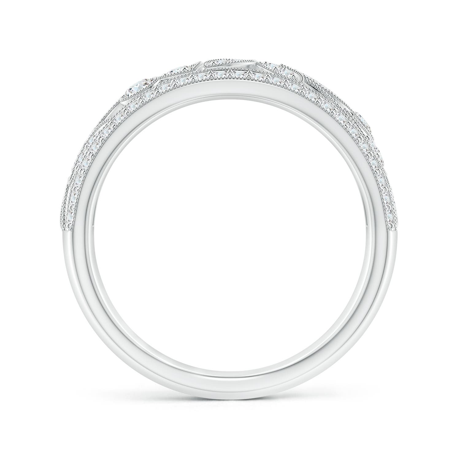 2mm GVS2 Vintage Style Nature Inspired Diamond Anniversary Band in White Gold