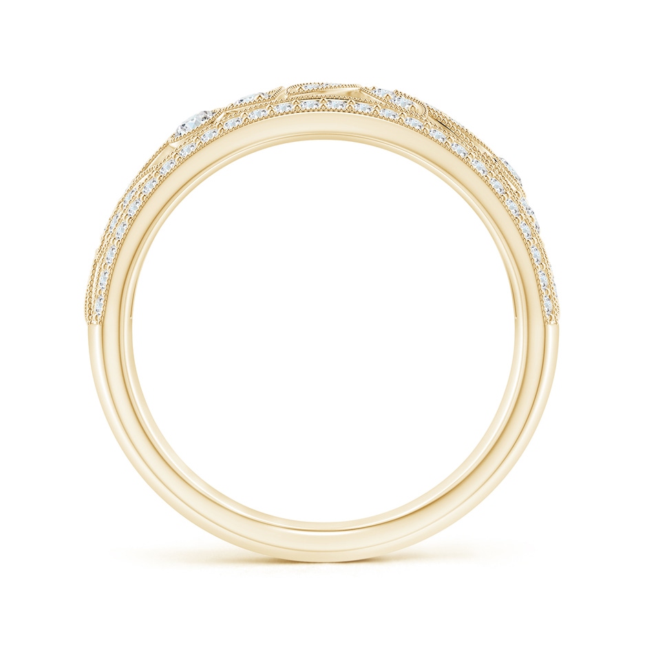2mm GVS2 Vintage Style Nature Inspired Diamond Anniversary Band in Yellow Gold side-1