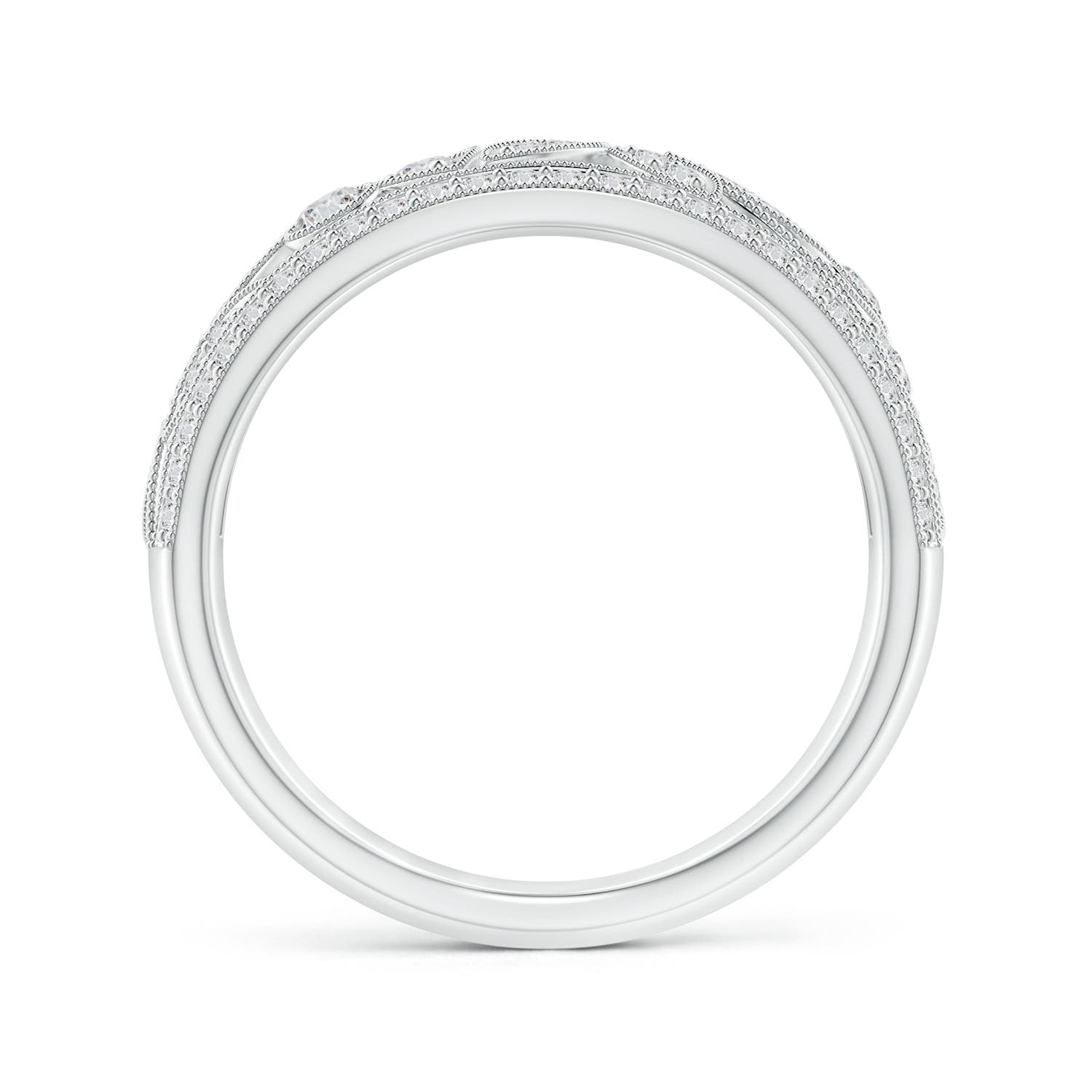 2mm HSI2 Vintage Style Nature Inspired Diamond Anniversary Band in White Gold - side 2