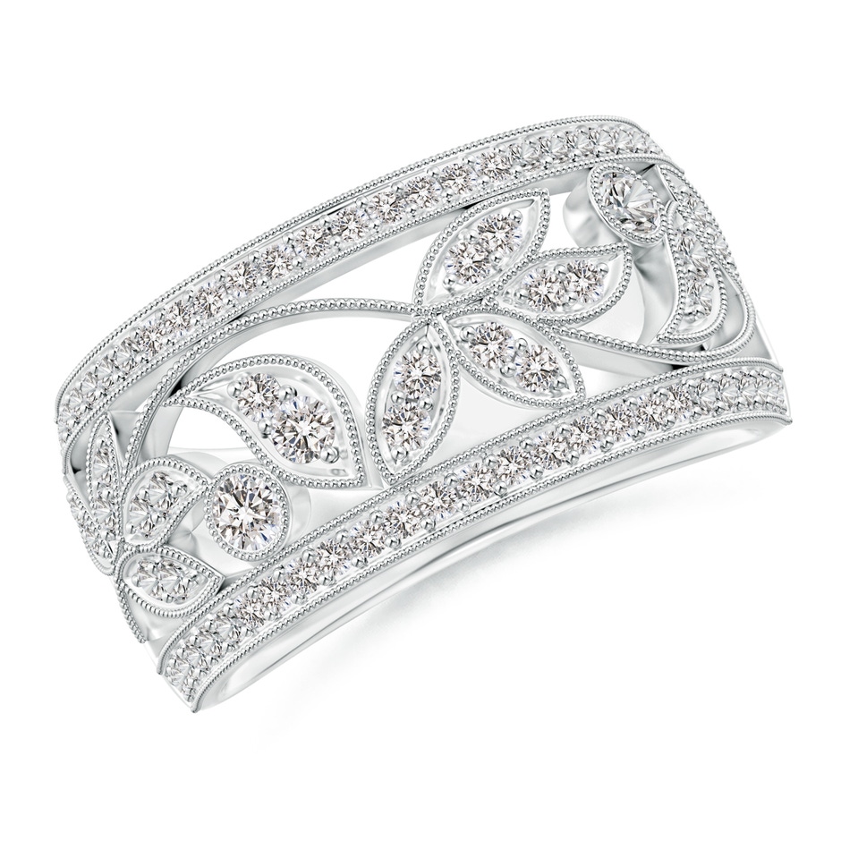2mm IJI1I2 Vintage Style Nature Inspired Diamond Anniversary Band in White Gold 