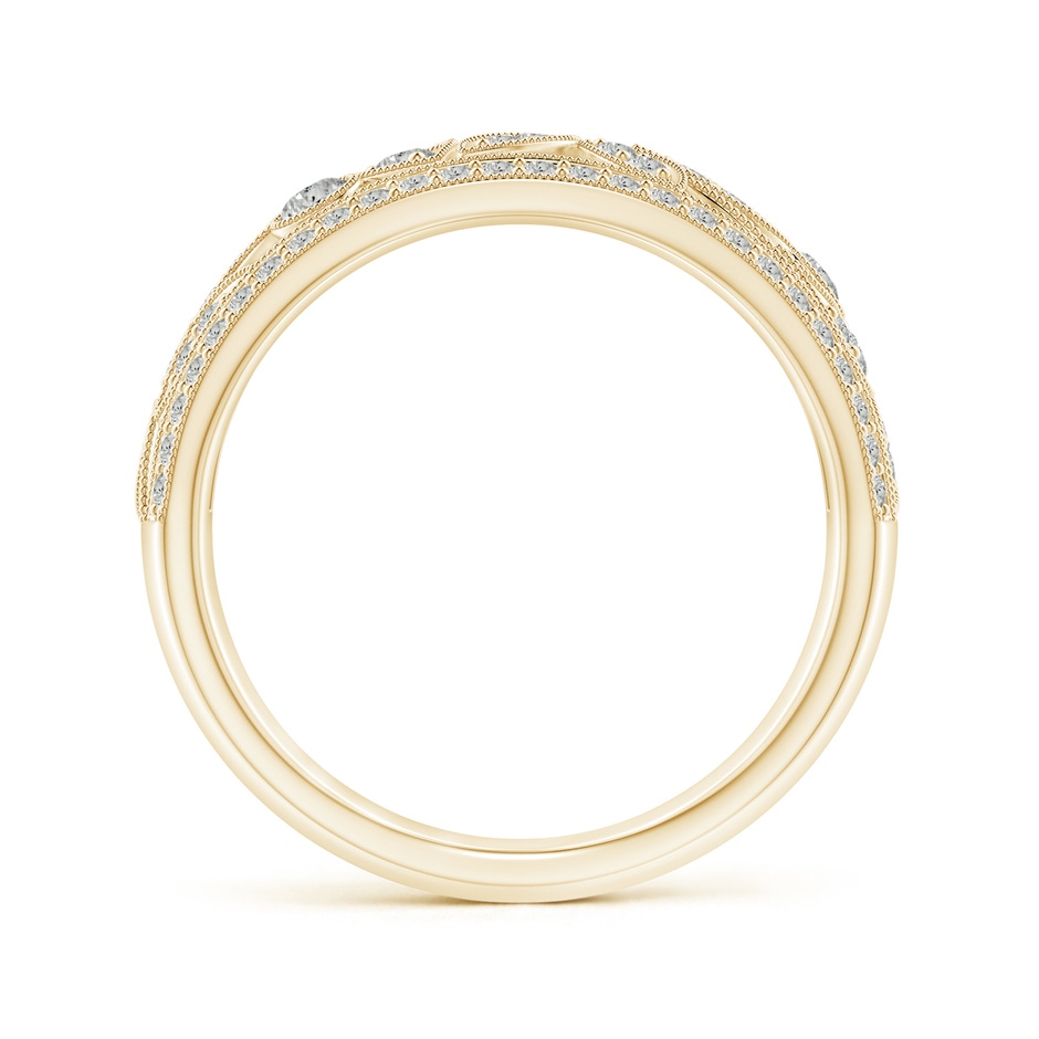 2mm KI3 Vintage Style Nature Inspired Diamond Anniversary Band in Yellow Gold side-1