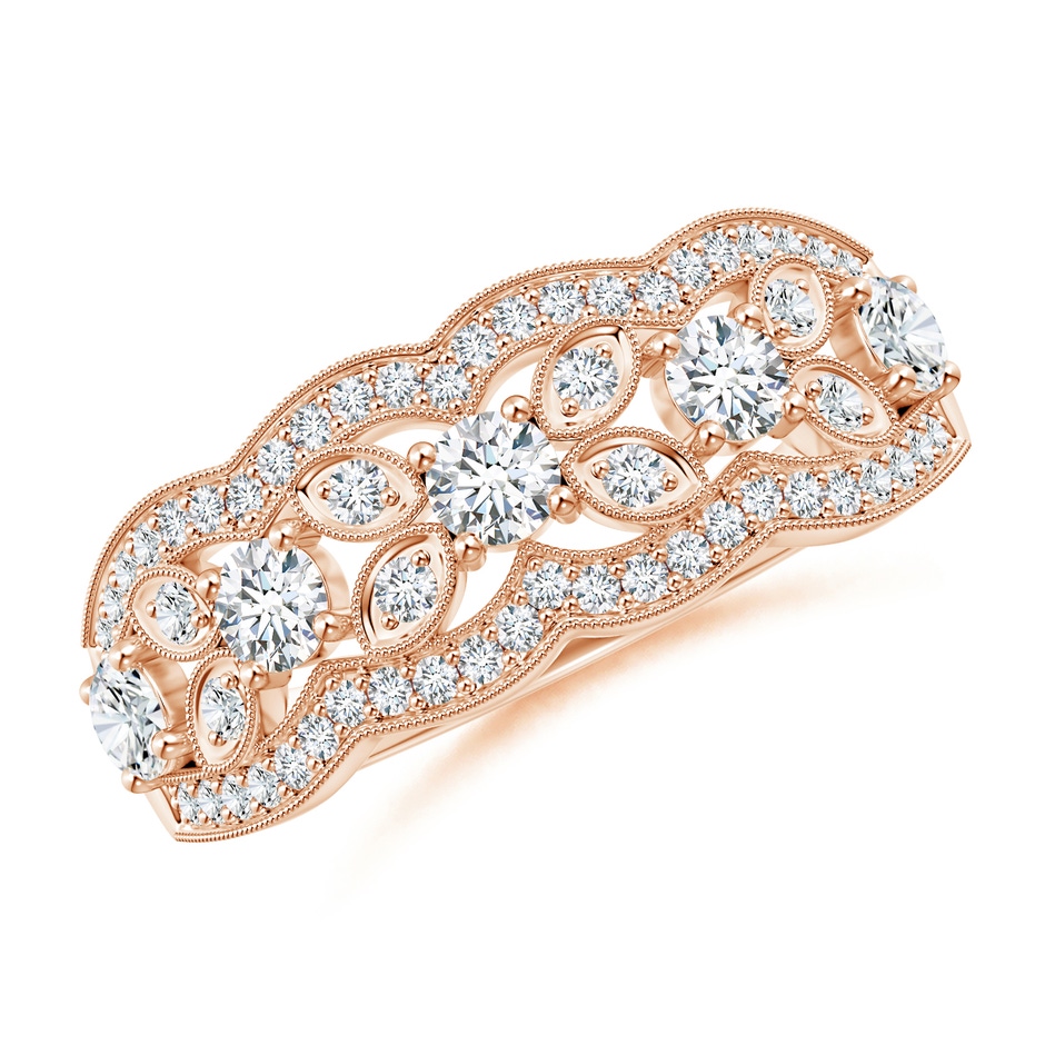 2.9mm GVS2 Diamond Anniversary Band with Leaf Motifs in Rose Gold 