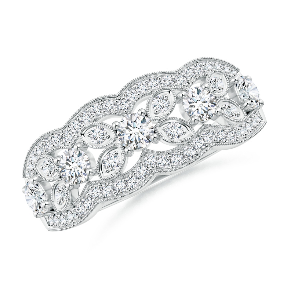 2.9mm GVS2 Diamond Anniversary Band with Leaf Motifs in White Gold 