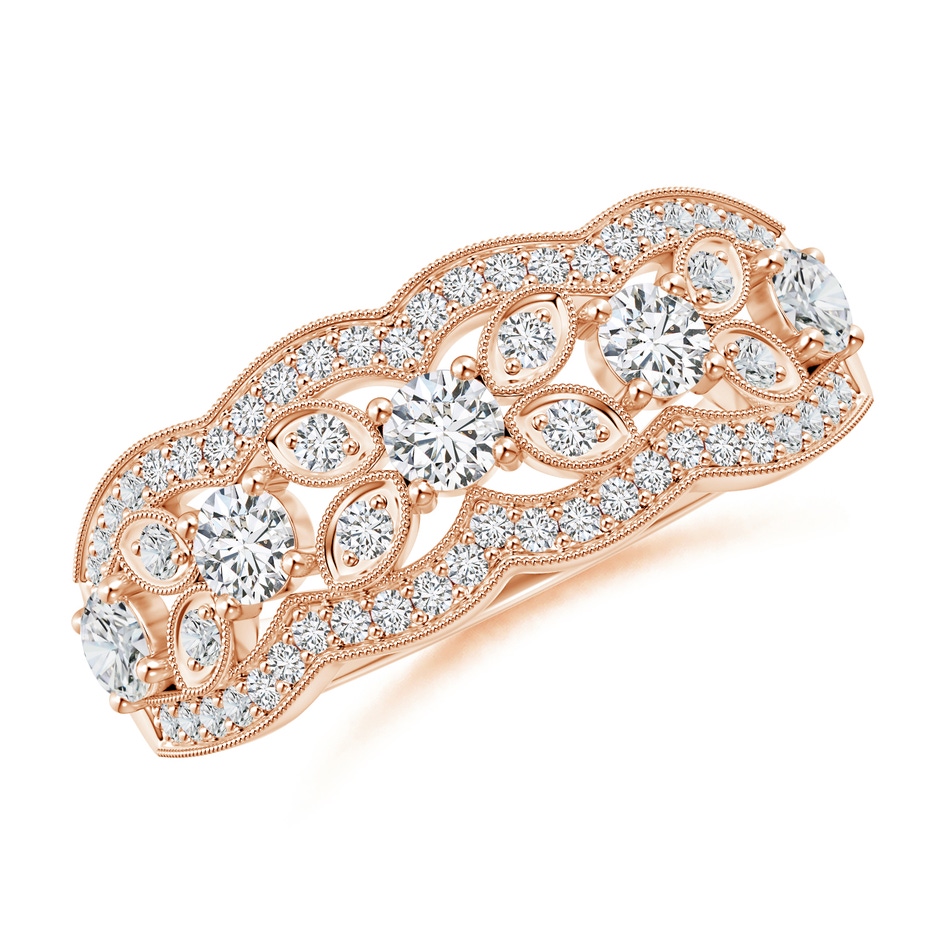 2.9mm HSI2 Diamond Anniversary Band with Leaf Motifs in Rose Gold 