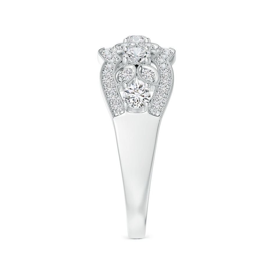 2.9mm HSI2 Diamond Anniversary Band with Leaf Motifs in White Gold side-2
