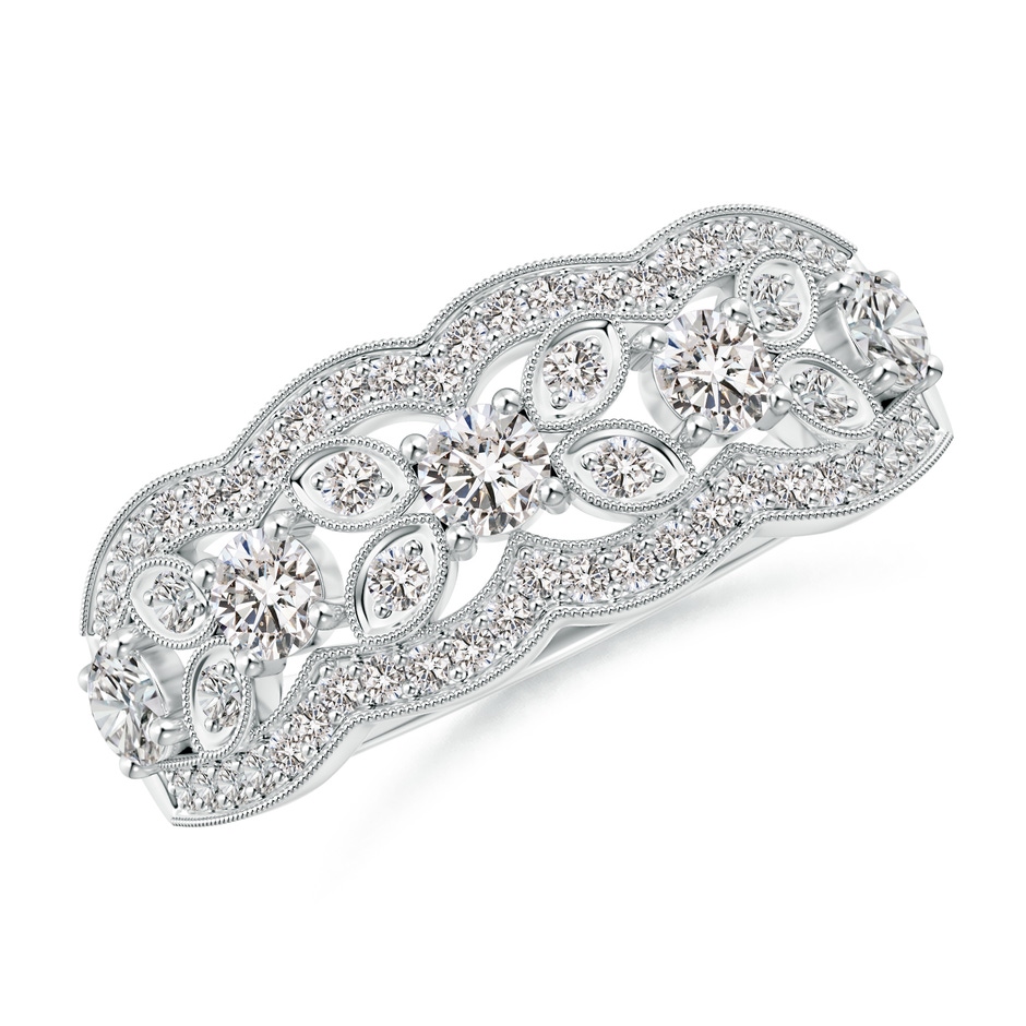 2.9mm IJI1I2 Diamond Anniversary Band with Leaf Motifs in White Gold 
