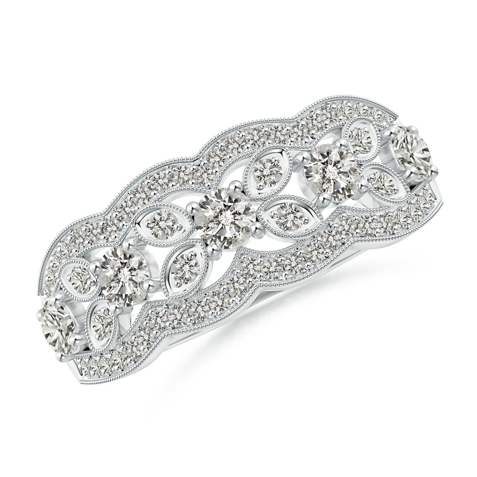 2.9mm KI3 Diamond Anniversary Band with Leaf Motifs in White Gold 