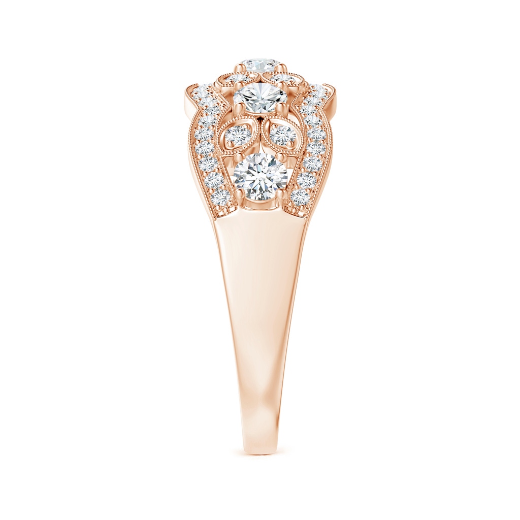 3.2mm GVS2 Diamond Anniversary Band with Leaf Motifs in Rose Gold Side-2