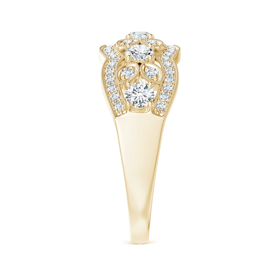3.2mm GVS2 Diamond Anniversary Band with Leaf Motifs in Yellow Gold side-2