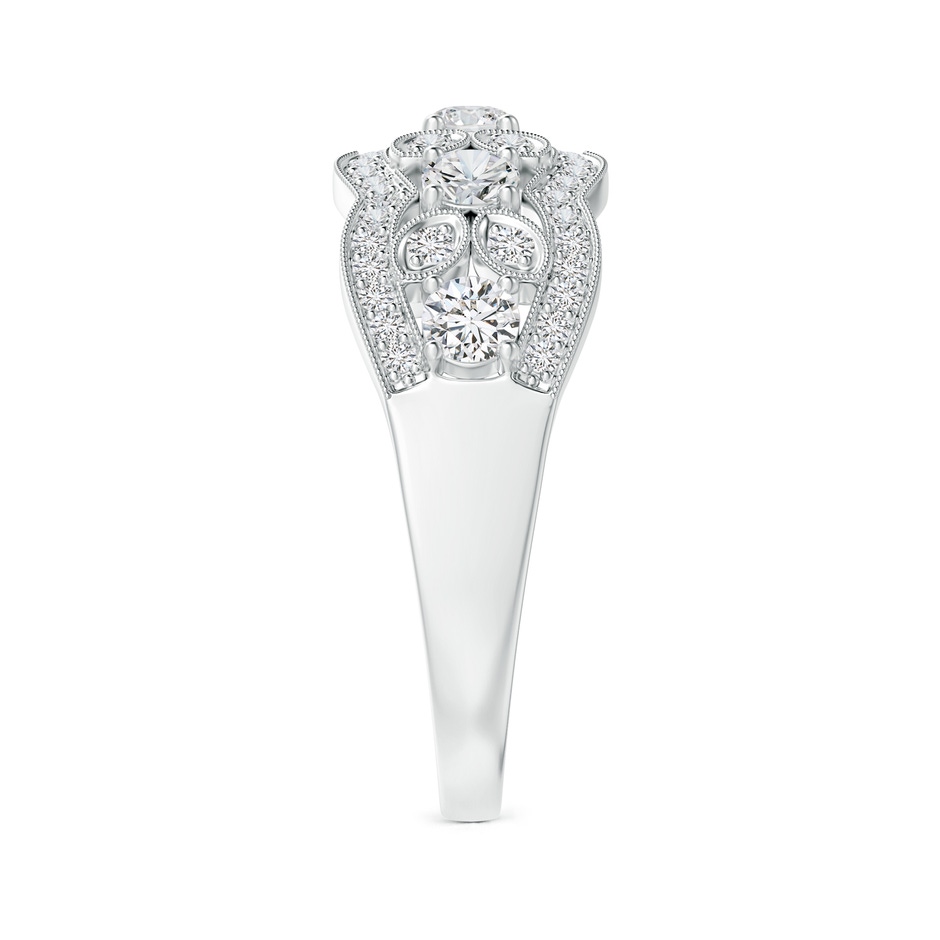 3.2mm HSI2 Diamond Anniversary Band with Leaf Motifs in White Gold side-2