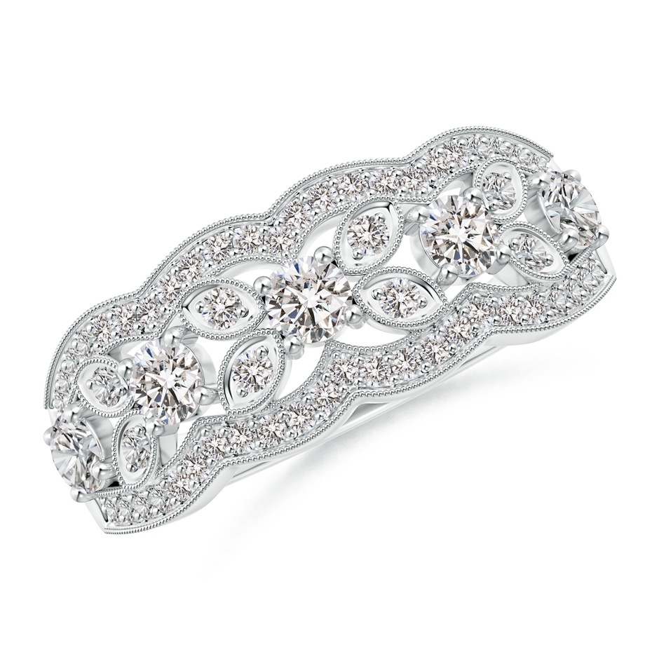 3.2mm IJI1I2 Diamond Anniversary Band with Leaf Motifs in White Gold 