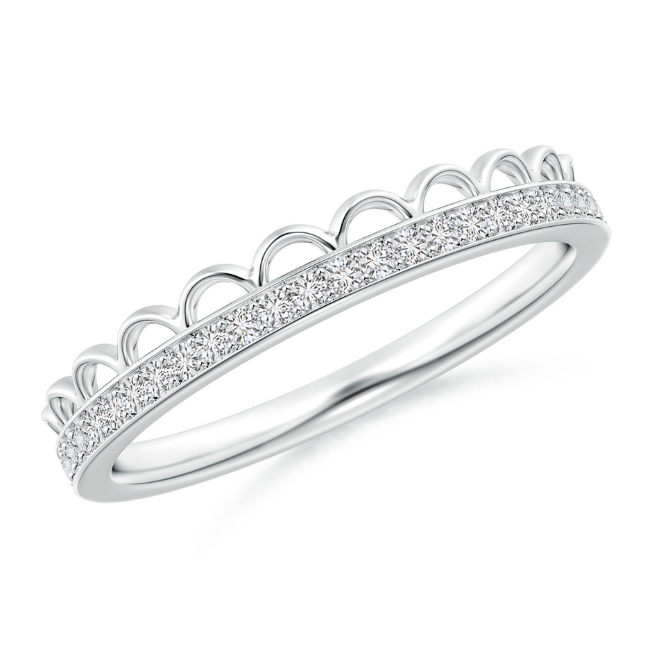 1.3mm HSI2 Pave-Set Diamond Half Eternity Crown Wedding Band in White Gold 